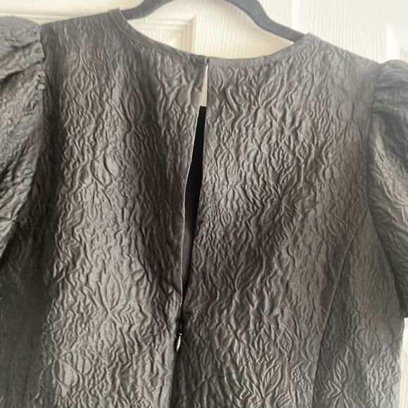 J Crew Collection Black Crepe Floral Textured Balloon Sleeve Small Old Money - Picture 7 of 9